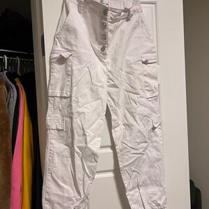 Fashion Nova White Men’s Cargo Pants with Button Fly